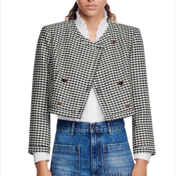 Villette Cropped Houndstooth Jacket - Picture 1 of 7